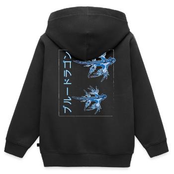 draggon bleu, glaucus bleu, escargot de mer bleu - Sweat Premium à capuche zippé enfant bio - noir - Dos - AI Model Kid Male (0cm)