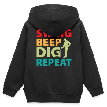 Dirt Fishing - Swing Beep Dig Repeat - Kids Premium Organic Zip-up Hoodie - black - Back - AI Model Kid Male (0cm)