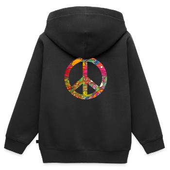 Hippie Peace Groovy Flowerpower Boho Woodstock - Kinder Premium Organic Zip Hoodie - Schwarz - Hinten - AI Model Kid Male (0cm)