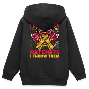 Je n’enterre pas les écoutilles, je les jette - Sweat Premium à capuche zippé enfant bio - noir - Dos - AI Model Kid Male (0cm)
