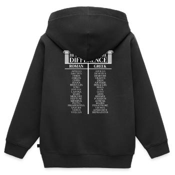 Griechische Mythologie Römisch Unterschied - Kinder Premium Organic Zip Hoodie - Schwarz - Hinten - AI Model Kid Male (0cm)
