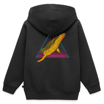 Baleine à bosse - Sweat Premium à capuche zippé enfant bio - noir - Dos - AI Model Kid Male (0cm)