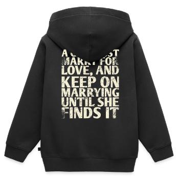 Une fille doit se marier par amour et pour le - Sweat Premium à capuche zippé enfant bio - noir - Dos - AI Model Kid Male (0cm)