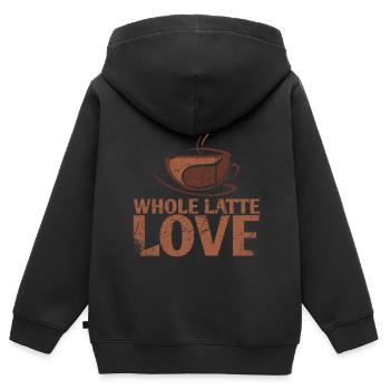 Latte-Liebes-ehe-design entier pour mariés - Sweat Premium à capuche zippé enfant bio - noir - Dos - AI Model Kid Male (0cm)