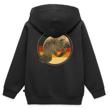 Manatee - Kids Premium Organic Zip-up Hoodie - black - Back - AI Model Kid Male (0cm)