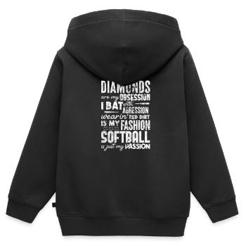 Softball - Kinder Premium Organic Zip Hoodie - Schwarz - Hinten - AI Model Kid Male (0cm)