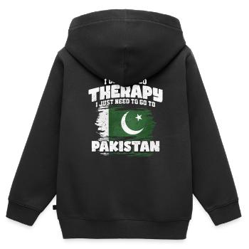 Pakistan - Kinder Premium Organic Zip Hoodie - Schwarz - Hinten - AI Model Kid Male (0cm)