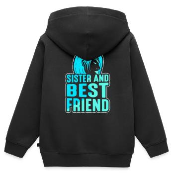 Sister And Best Friend Team Freund Schwester - Kinder Premium Organic Zip Hoodie - Schwarz - Hinten - AI Model Kid Male (0cm)