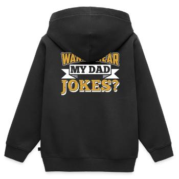 Papa Blague Papa Blague Blague Père - Sweat Premium à capuche zippé enfant bio - noir - Dos - AI Model Kid Male (0cm)