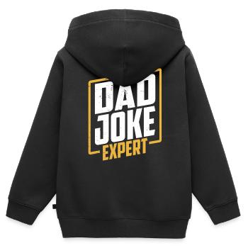 Papa Blague Papa Blagues Père - Sweat Premium à capuche zippé enfant bio - noir - Dos - AI Model Kid Male (0cm)