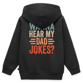 Papa Blague Papa Blague Père Blagues - Sweat Premium à capuche zippé enfant bio - noir - Dos - AI Model Kid Male (0cm)