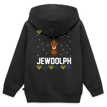 Hanoukka Juif Laid Noël Menorah Téléphone portable - Sweat Premium à capuche zippé enfant bio - noir - Dos - AI Model Kid Male (0cm)