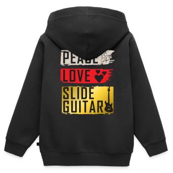 Peace Love Slide Guitar Music Instrument - Kinder Premium Organic Zip Hoodie - Schwarz - Hinten - AI Model Kid Male (0cm)