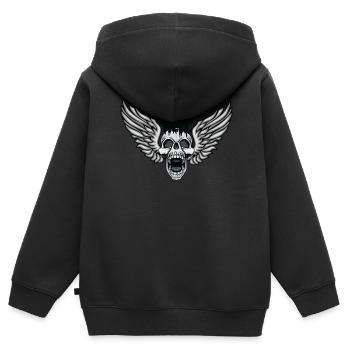 Skelett Totenkopf Flügel der Hölle - Kinder Premium Organic Zip Hoodie - Schwarz - Hinten - AI Model Kid Male (0cm)