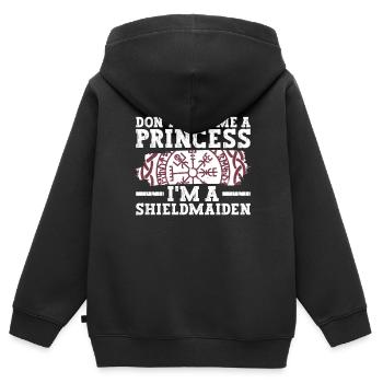 Schildmaid Nordische Mythologie Wikinger Nordisch - Kinder Premium Organic Zip Hoodie - Schwarz - Hinten - AI Model Kid Male (0cm)
