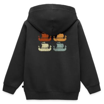 Nordische Mythologie Wikinger Nordisch Odin - Kinder Premium Organic Zip Hoodie - Schwarz - Hinten - AI Model Kid Male (0cm)