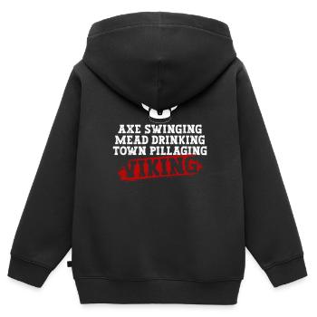 Nordische Mythologie Odin Wikinger Nordisch Gott - Kinder Premium Organic Zip Hoodie - Schwarz - Hinten - AI Model Kid Male (0cm)