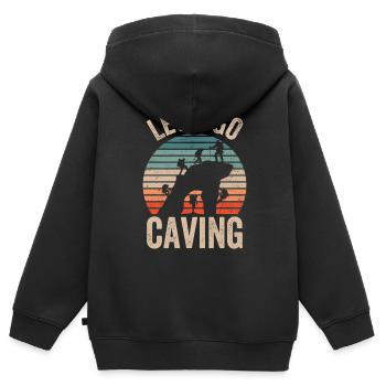 Allons à la grotte de spéléologie Randonnée - Sweat Premium à capuche zippé enfant bio - noir - Dos - AI Model Kid Male (0cm)