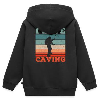 J’adore la spéléologie - Sweat Premium à capuche zippé enfant bio - noir - Dos - AI Model Kid Male (0cm)