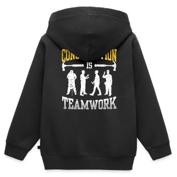 Construction work is teamwork Teamwork Construction Construction site - Kids Premium Organic Zip-up Hoodie - black - Back - AI Model Kid Male (0cm)