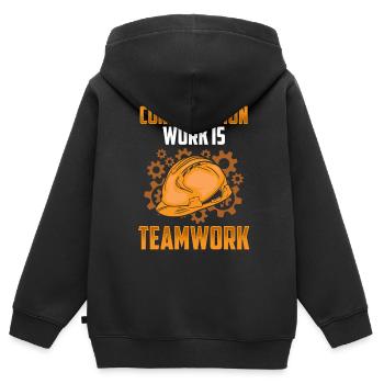 Construction work is teamwork Construction Teamwork Construction site - Kids Premium Organic Zip-up Hoodie - black - Back - AI Model Kid Male (0cm)
