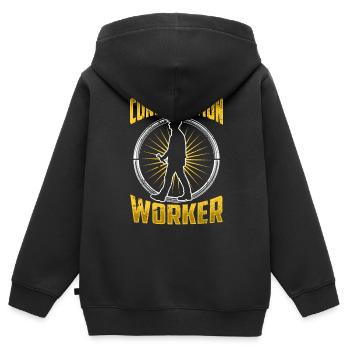 Construction Worker Construction Team Construction Site Teamwork - Kids Premium Organic Zip-up Hoodie - black - Back - AI Model Kid Male (0cm)
