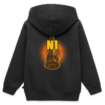 N1 Rocket Union soviétique - Sweat Premium à capuche zippé enfant bio - noir - Dos - AI Model Kid Male (0cm)