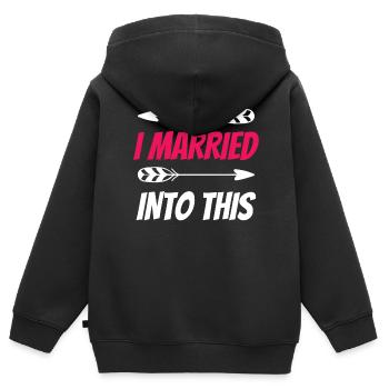 Ich Habe In Diese Familie Eingeheiratet Treffen - Kinder Premium Organic Zip Hoodie - Schwarz - Hinten - AI Model Kid Male (0cm)