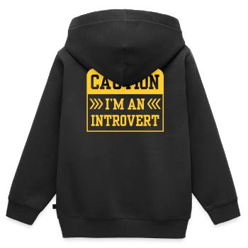 Vorsicht Ich Bin Ein Introvertierter Schüchtern - Kinder Premium Organic Zip Hoodie - Schwarz - Hinten - AI Model Kid Male (0cm)