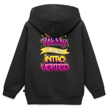 Keine Sorge Ich Bin Nur Introvertiert Schüchtern - Kinder Premium Organic Zip Hoodie - Schwarz - Hinten - AI Model Kid Male (0cm)