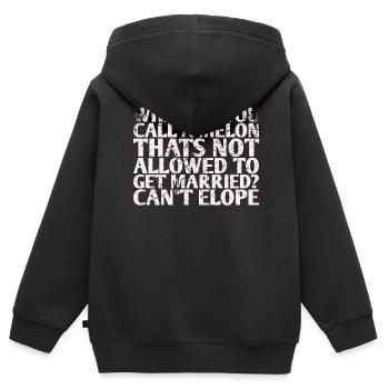Wie Nennt Man Eine Melone, Die Nicht Erlaubt Ist? - Kinder Premium Organic Zip Hoodie - Schwarz - Hinten - AI Model Kid Male (0cm)