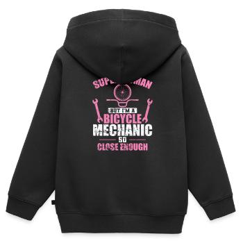 I’m not a Superwoman I’m a Bicycle Mechanic - Kinder Premium Organic Zip Hoodie - Schwarz - Hinten - AI Model Kid Male (0cm)