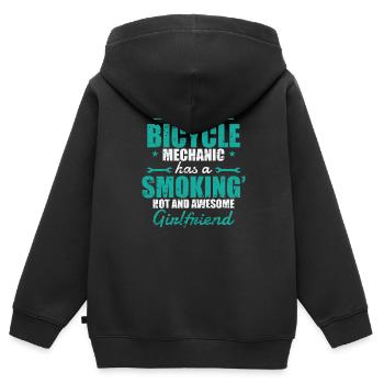 Bicycle Mechanic has a hot and awesome Girlfriend - Kinder Premium Organic Zip Hoodie - Schwarz - Hinten - AI Model Kid Male (0cm)