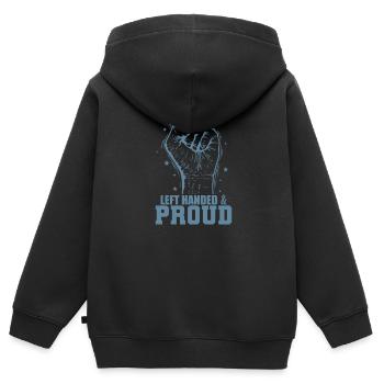 Gaucher Vie Écriture Gaucher Gaucher - Sweat Premium à capuche zippé enfant bio - noir - Dos - AI Model Kid Male (0cm)