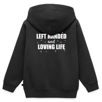 Gaucher et aimer la vie Gaucher - Sweat Premium à capuche zippé enfant bio - noir - Dos - AI Model Kid Male (0cm)