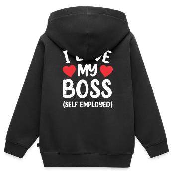Ich Liebe Meinen Chef (Selbstständig) Freelancer - Kinder Premium Organic Zip Hoodie - Schwarz - Hinten - AI Model Kid Male (0cm)