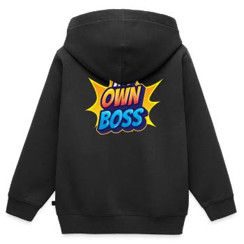 Mon propre patron Freelance freelance - Sweat Premium à capuche zippé enfant bio - noir - Dos - AI Model Kid Male (0cm)