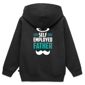 Père indépendant Pigiste Indépendant - Sweat Premium à capuche zippé enfant bio - noir - Dos - AI Model Kid Male (0cm)