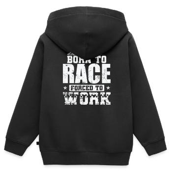 Born to Race Forced to Work Gokart Rennen - Kinder Premium Organic Zip Hoodie - Schwarz - Hinten - AI Model Kid Male (0cm)