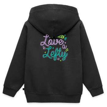 Lord Love a Lefty Gaucher Écrire - Sweat Premium à capuche zippé enfant bio - noir - Dos - AI Model Kid Male (0cm)