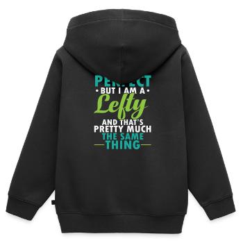 Je ne suis pas parfait Mais je suis un gaucher gaucher - Sweat Premium à capuche zippé enfant bio - noir - Dos - AI Model Kid Male (0cm)