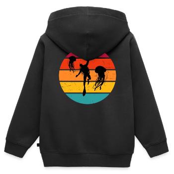 Diver Diver Hommes Scuba Diver Plongée Libre - Sweat Premium à capuche zippé enfant bio - noir - Dos - AI Model Kid Male (0cm)