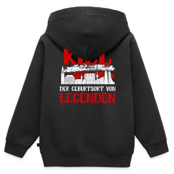 Kiel Der Geburtsort Von Legenden - Kinder Premium Organic Zip Hoodie - Schwarz - Hinten - AI Model Kid Male (0cm)