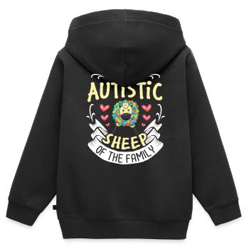 Autisme - Sweat Premium à capuche zippé enfant bio - noir - Dos - AI Model Kid Male (0cm)