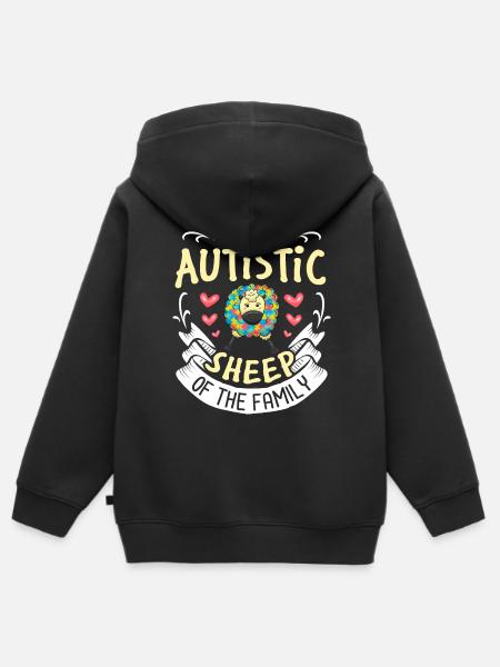 Autisme - Sweat Premium à capuche zippé enfant bio - noir