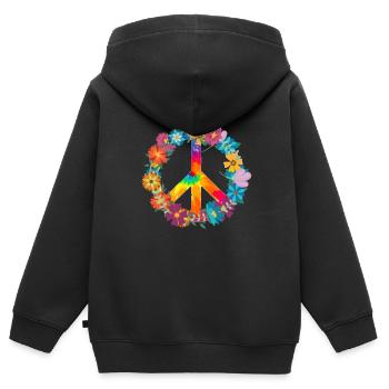 Hippie - Sweat Premium à capuche zippé enfant bio - noir - Dos - AI Model Kid Male (0cm)