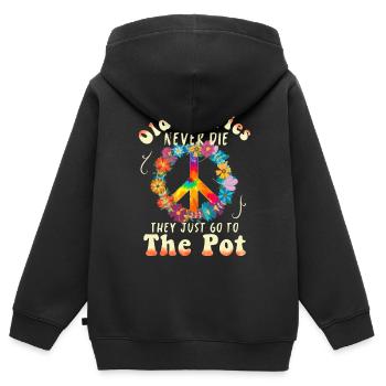 Hippie Peace Groovy Flowerpower Boho Woodstock - Kinder Premium Organic Zip Hoodie - Schwarz - Hinten - AI Model Kid Male (0cm)
