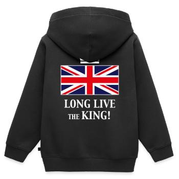 Long Live The King! (England / Great Britain / 3C) - Kinder Premium Organic Zip Hoodie - Schwarz - Hinten - AI Model Kid Male (0cm)