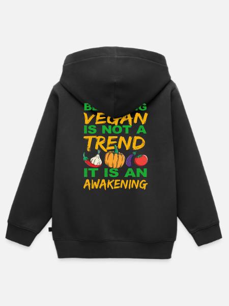 Vegan Vegan Veganism Veggie Saying Animal Rights - Kids Premium Organic Zip-up Hoodie - black