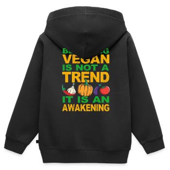 Vegan - Le véganisme n’est pas seulement une tendance Vegan - Sweat Premium à capuche zippé enfant bio - noir - Dos - AI Model Kid Male (0cm)